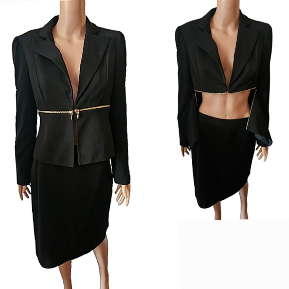 Nine West Elegant Black Zippered Skirt Suit 6 - Picture 1 of 8